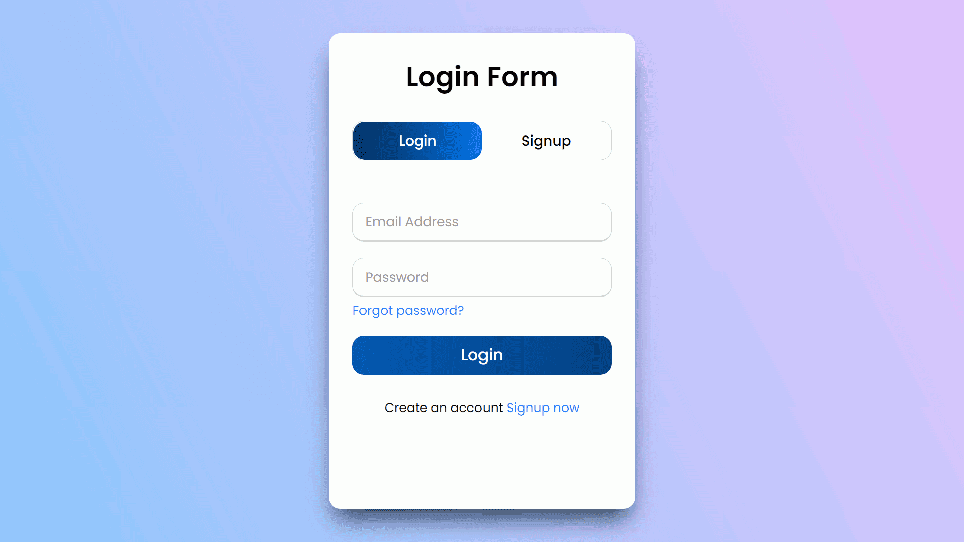 Login & Signup form switcher with HTML and CSS - Bytewebster