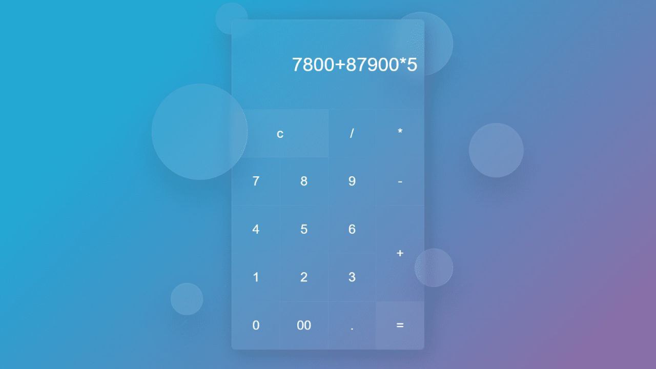 Animated Glassmorphism Calculator Using HTML, CSS, and JavaScript