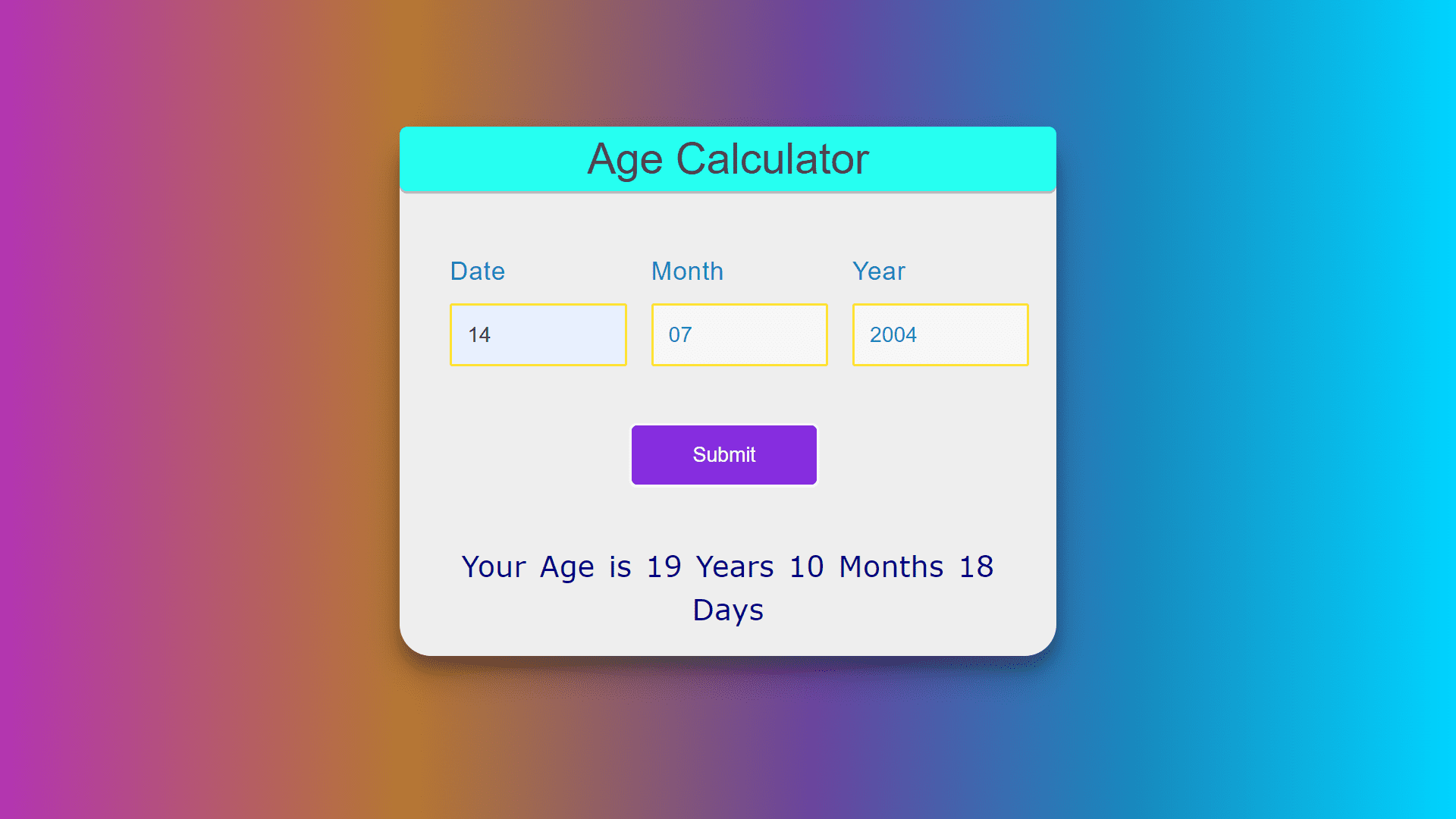 JavaScript Age Calculator