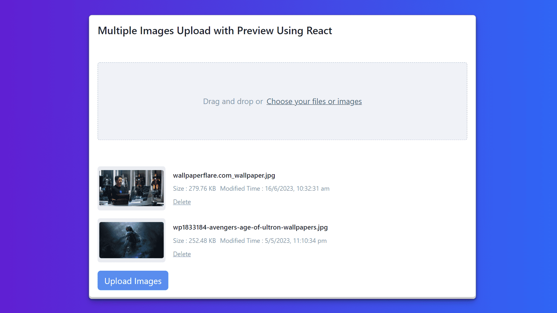 Upload react